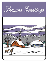 winter village seasons greetings greeting  card