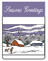 winter village seasons greetings greeting card