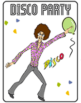 retro 70's disco party invitation