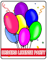 balloons drivers license party invitations