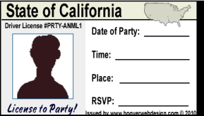 male drivers license party invitations