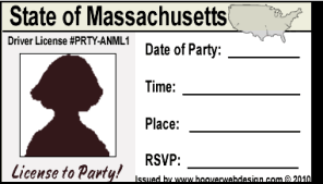 female drivers license  party invitations