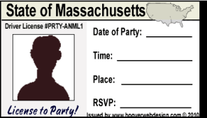 male drivers license  party invitations