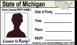 male drivers license  party invitations