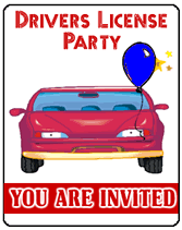 red car drivers license party invitations