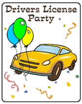 yellow car drivers license party invitations