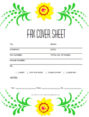 printable flowers fax cover sheet template