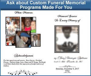 Ask us to  make a custom funeral memoral program for your loved one