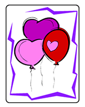Printable heart shaped balloons greeting cards
