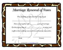 renew free printable marriage renewal of vows certificate