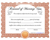 printable renewal of marriage vows certificate
