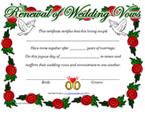 printable pdf renewal of wedding vows certificate
