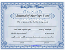 fancy renewal of marriage vows certificate