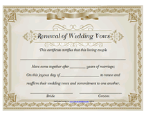 fill in the blanks renewal of wedding vows certificate