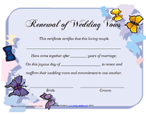 free butterfly renewal of wedding vows certificate
