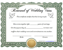 Free Printable Renewal Of Wedding Vows Certificates Templates