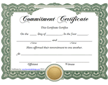 blank commitment certificate green frame