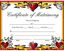 free printable certificates of matrimony