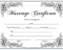 Free Fancy Printable Marriage Certificates Templates