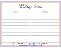 printable pink wedding guest sign in page
