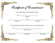 free printable certificate of commitment gold