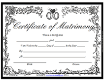 printable certificate of matrimony