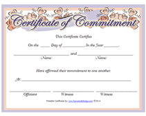 blank certificate of commitment pink/lavendar