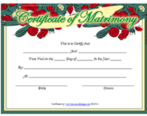 certificate of matrimony