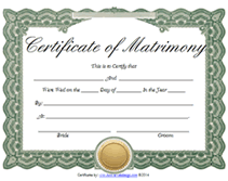 free certificate of matrimony