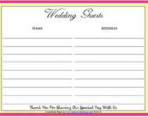 wedding printable guest book page