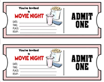 Printable Movie Ticket Theme Party Invitations Templates