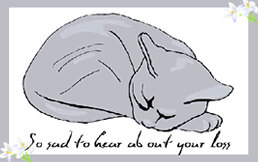 Printable Sleeping Cat Pet Loss Sympathy Condolence Greeting Cards