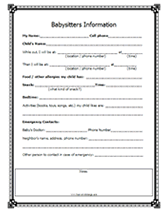 printable babysitters checklists