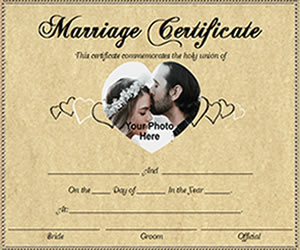 Custom photo heart marriage certificate