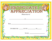 certificate of appreciation awards