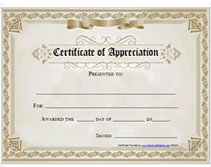 free printable certificate of appreciation award