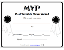 Free Printable Mvp Most Valuable Player Awards Certificates Templates