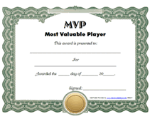 mvp printable most valuable player award cerificates