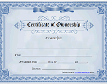 printable certificate of ownership to print