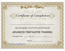free firefighter training award certificate