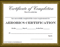 free aerobics certification certificate