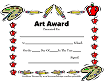 printable art award certificates