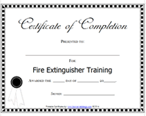 printable fire extinguisher training certificate