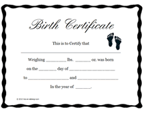 basic baby birth certificates to print