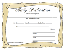 Template for baby dedication certificate