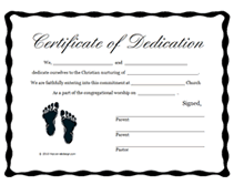 basic printable baby dedication certificate