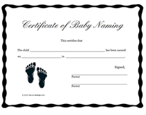 fill in baby naming certificates