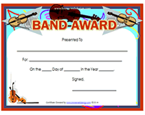 violin band award certificate