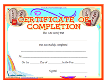 bible course completion award certificate