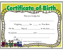 trains theme baby boy birth certificates